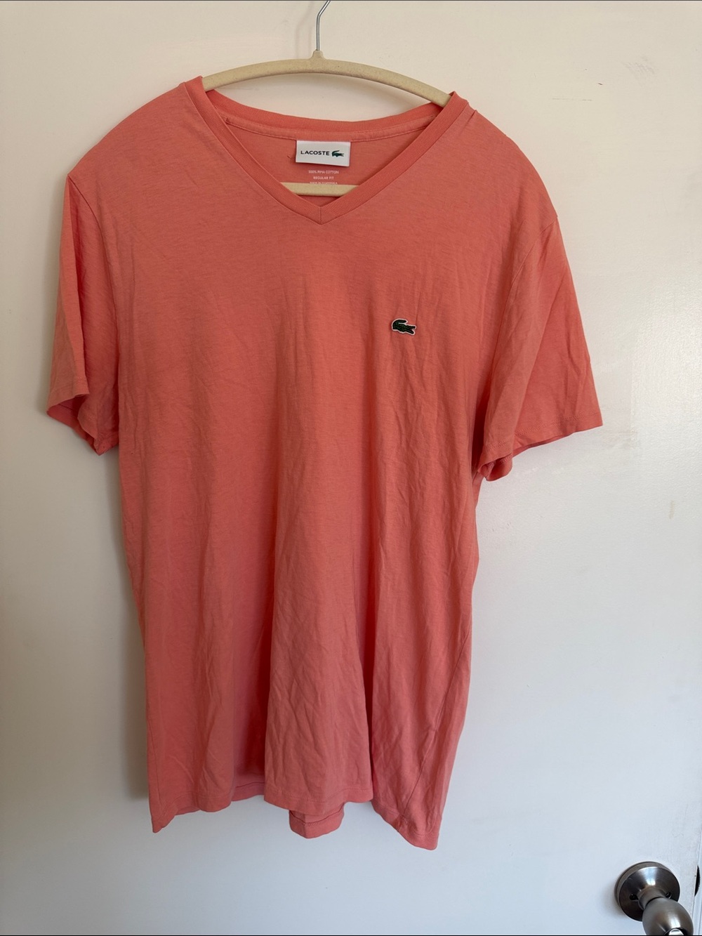 Lacoste Men’s Coral V-Neck Polo Tee NWOT size L